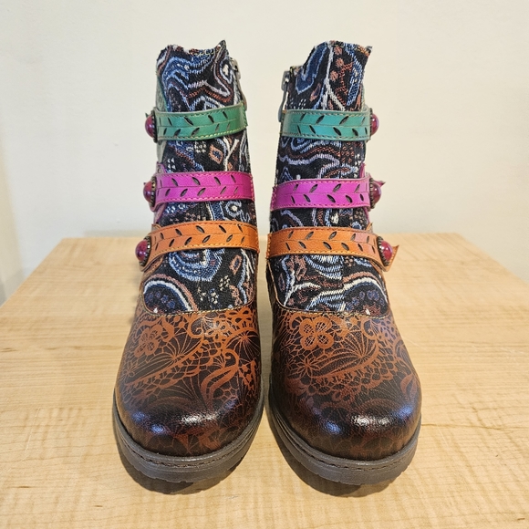 Unique Mixed Media Leather Boots - Picture 4 of 11